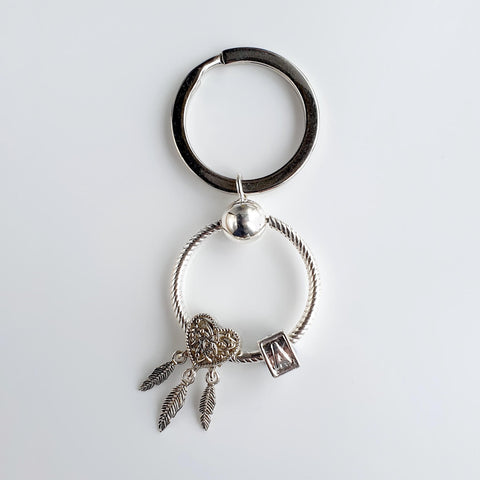 Image of Heart Dreamcatcher Keyrings personalised with Custom Initial Letter Charm