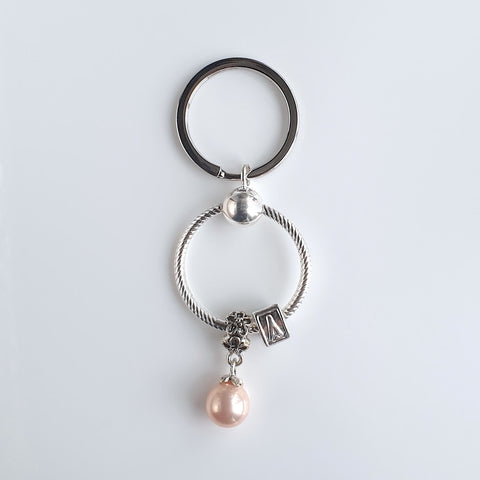 Pearl Keyrings personalised with Custom Initial Letter Charm