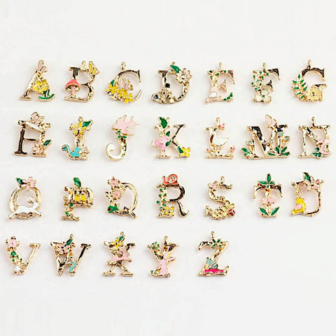 Image of Floral Alphabet Initial Necklace